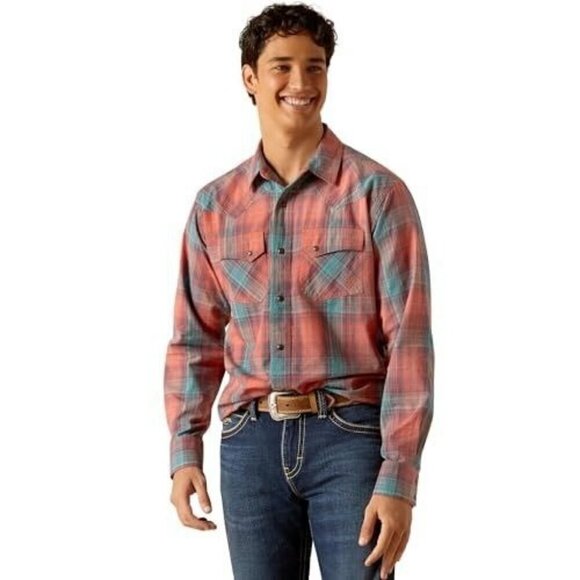 Ariat Men's Long Sleeve Hernan Retro Fit Snap Shirt Burnt Sienna